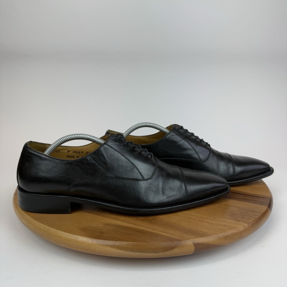 Mens John W Nordstrom Black Leather Cap Toe Dress Shoes Oxfords Size‎ 10 M GUC